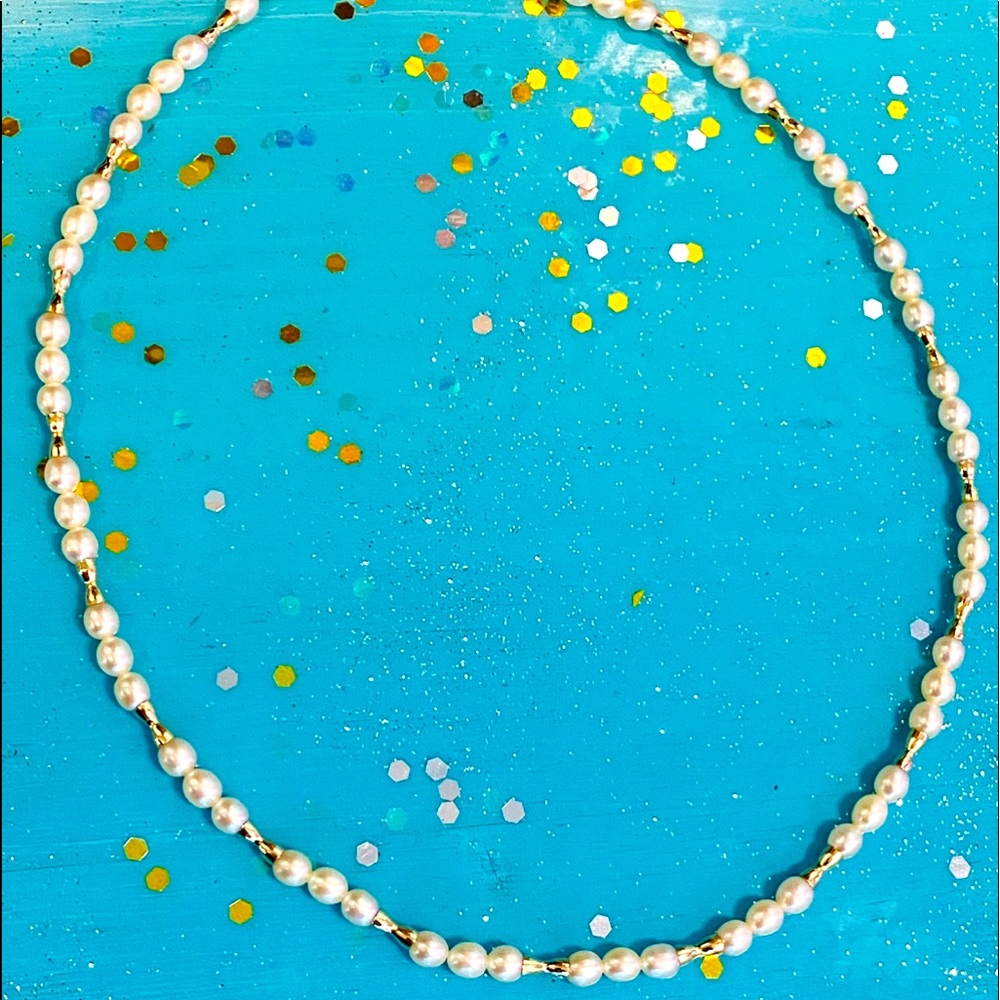 14k pearl and real gold spacers necklace❤️😘😍